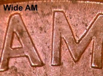 1998 Wide AM penny reverse showing gap between A and M in AMERICA