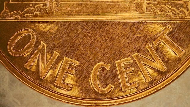 1998 Lincoln penny doubled die obverse showing doubling on Lincoln's eye and bowtie lettering